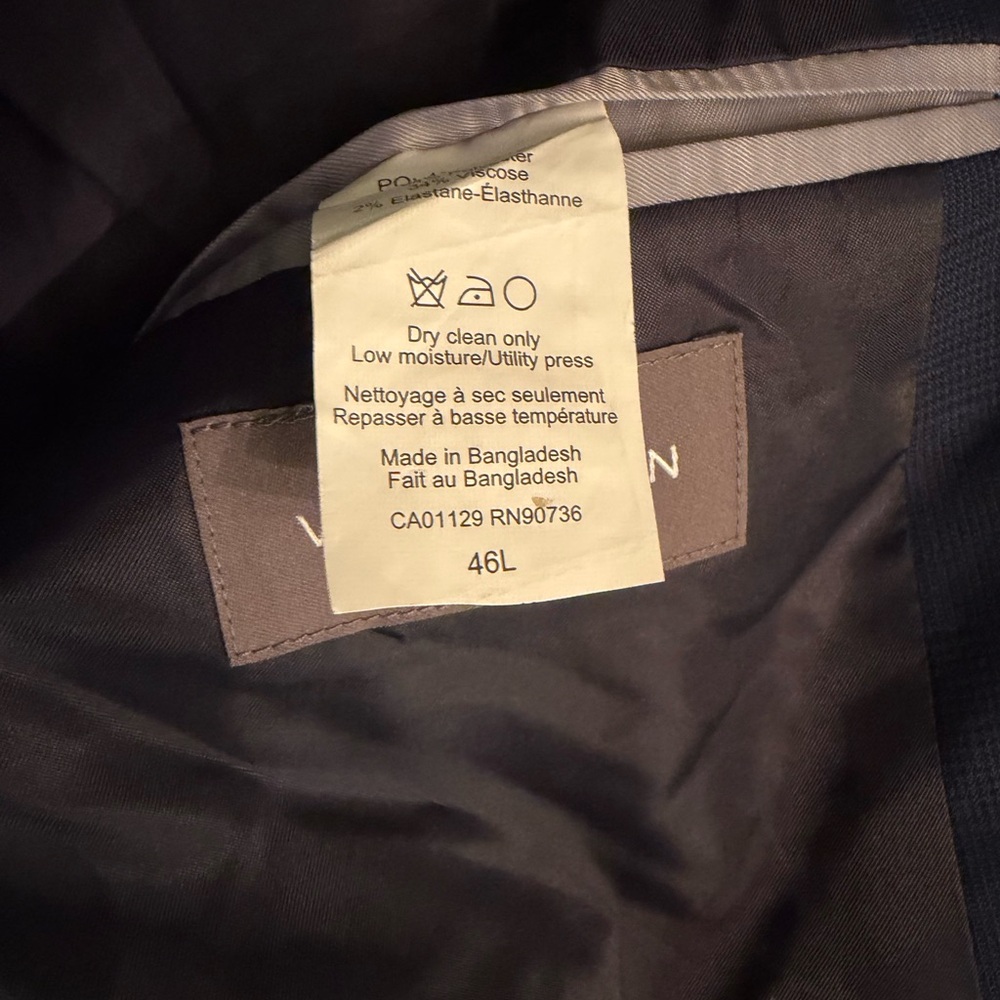NWT Van Heusen Classic Navy Blazer Windowpane Plaid Men’s Sz 46L - Picture 8 of 9